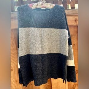 Cozy LOFT striped sweater, size SP, dark greys and white